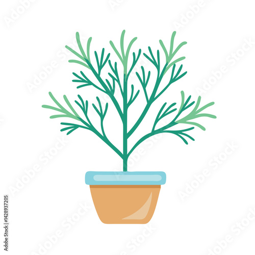 Cute potted herb illustration on black background