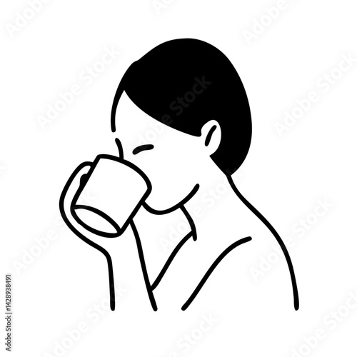 Obraz w ramie コーヒーを飲む女性のベクタ画像