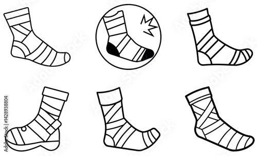 Line art sock bundle illustration, high resolution picture