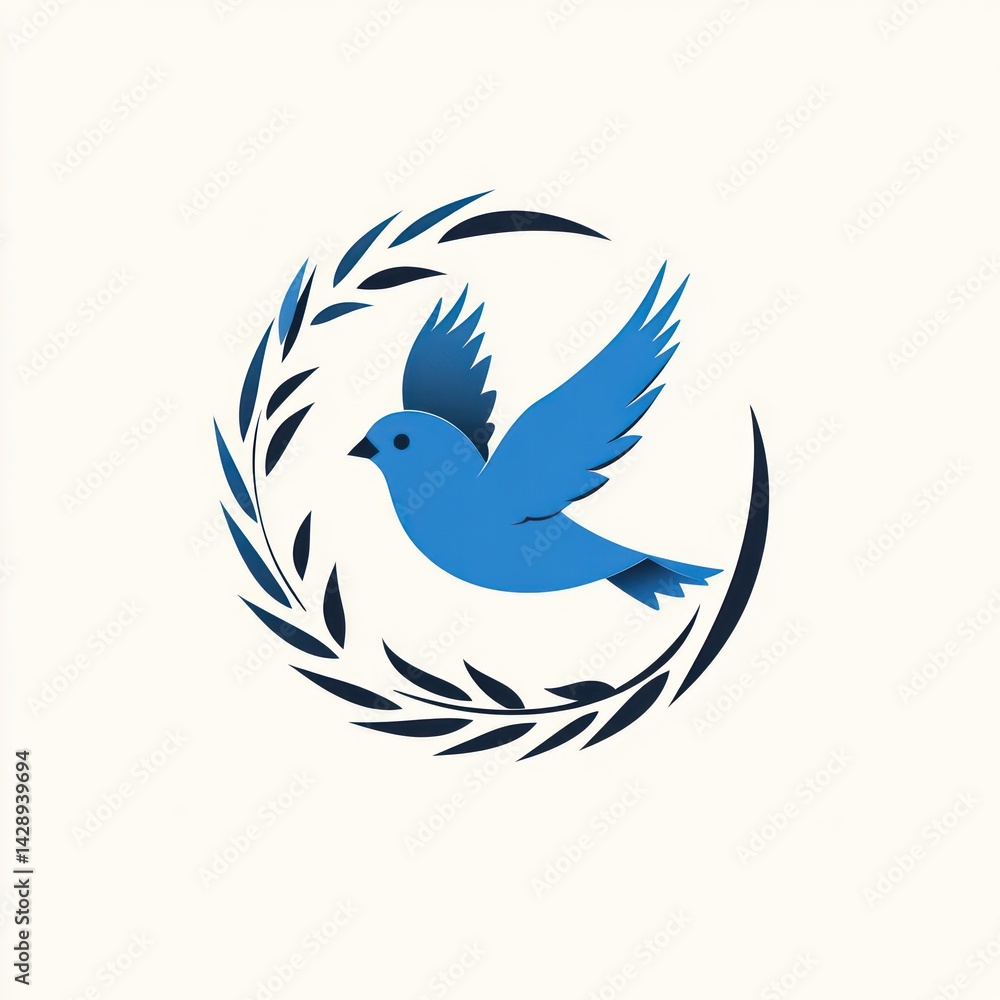 Obraz premium Bluebird in Laurel Wreath