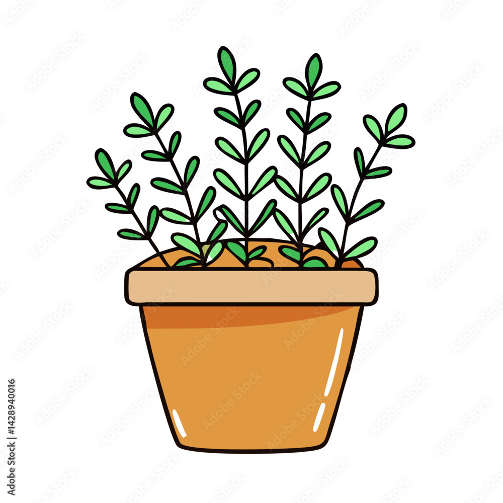 Cute Potted Plant Illustration on a Black Background Cute Potted Plant Illustration on a Black Background