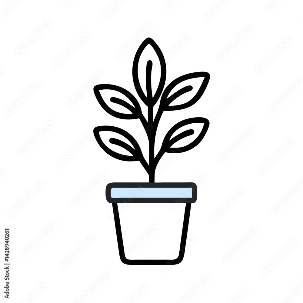 Potted plant illustration, minimalist icon style, vector art Potted plant illustration, minimalist icon style, vector art