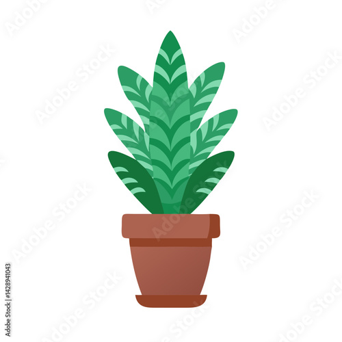 Cartoon Calathea plant in a pot on black background