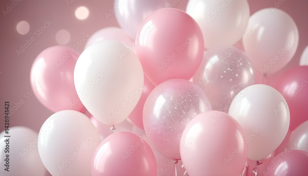 A delightful assortment of pink and white balloons, perfect for adding festive flair to events. A delightful assortment of pink and white balloons, perfect for adding festive flair to events.