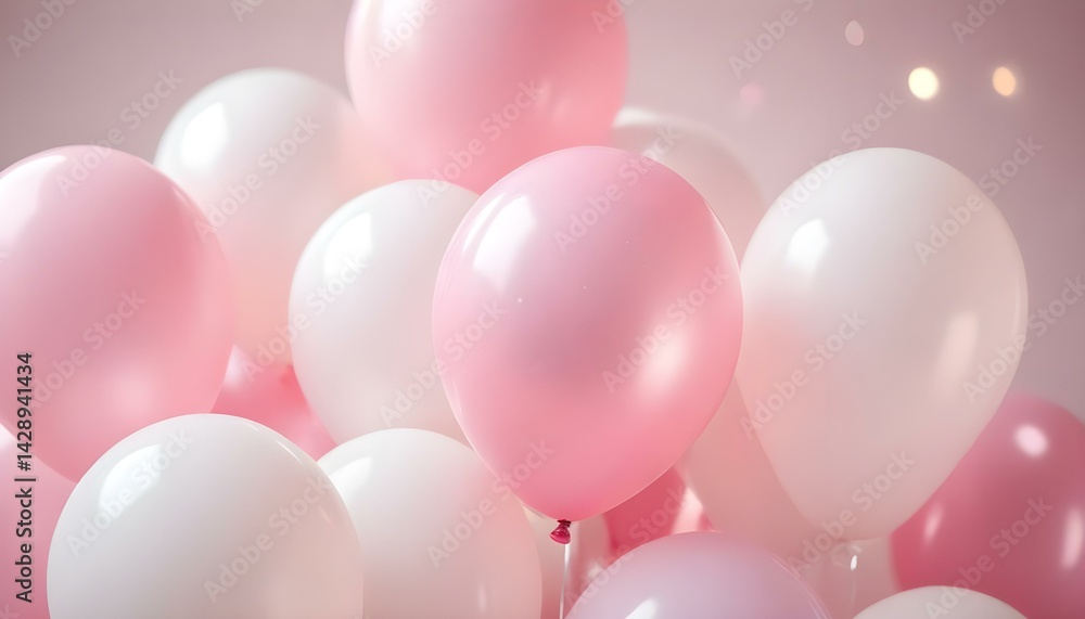 A cluster of pink and white balloons creates a whimsical and celebratory scene, perfect for special events. A cluster of pink and white balloons creates a whimsical and celebratory scene, perfect for special events.