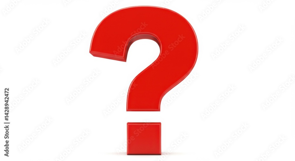 3D Question mark symbol, red color on white background 3D Question mark symbol, red color on white background