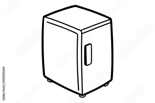 Tiny Fridge Freezer Unit Line Art Vector Illustration