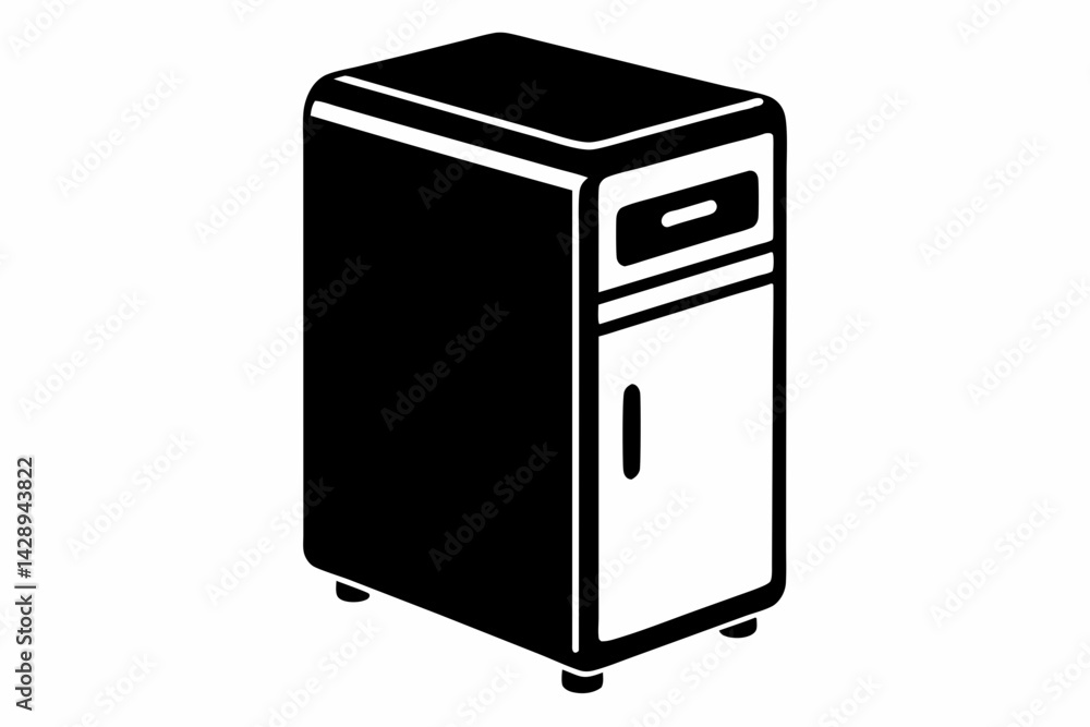 Tiny Fridge Freezer Unit Silhouette Vector Illustration Tiny Fridge Freezer Unit Silhouette Vector Illustration
