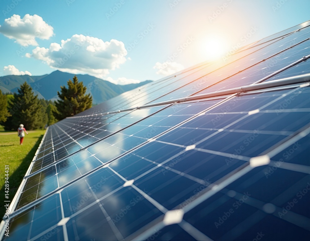 Solar Panels in a Scenic Landscape