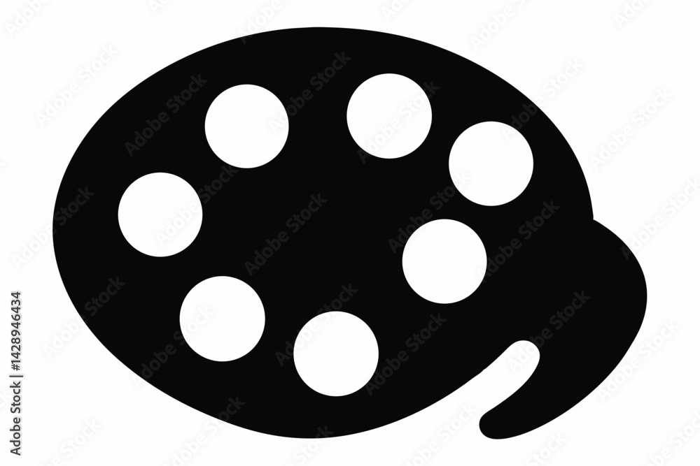 Fototapeta premium Wooden Artist Palette Silhouette Vector Illustration