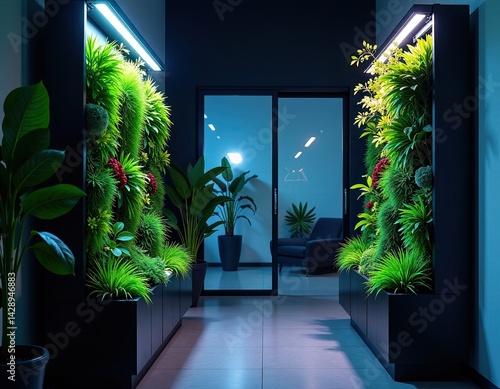 Obraz na płótnie Modern Office Interior with Vertical Garden Walls w salonie