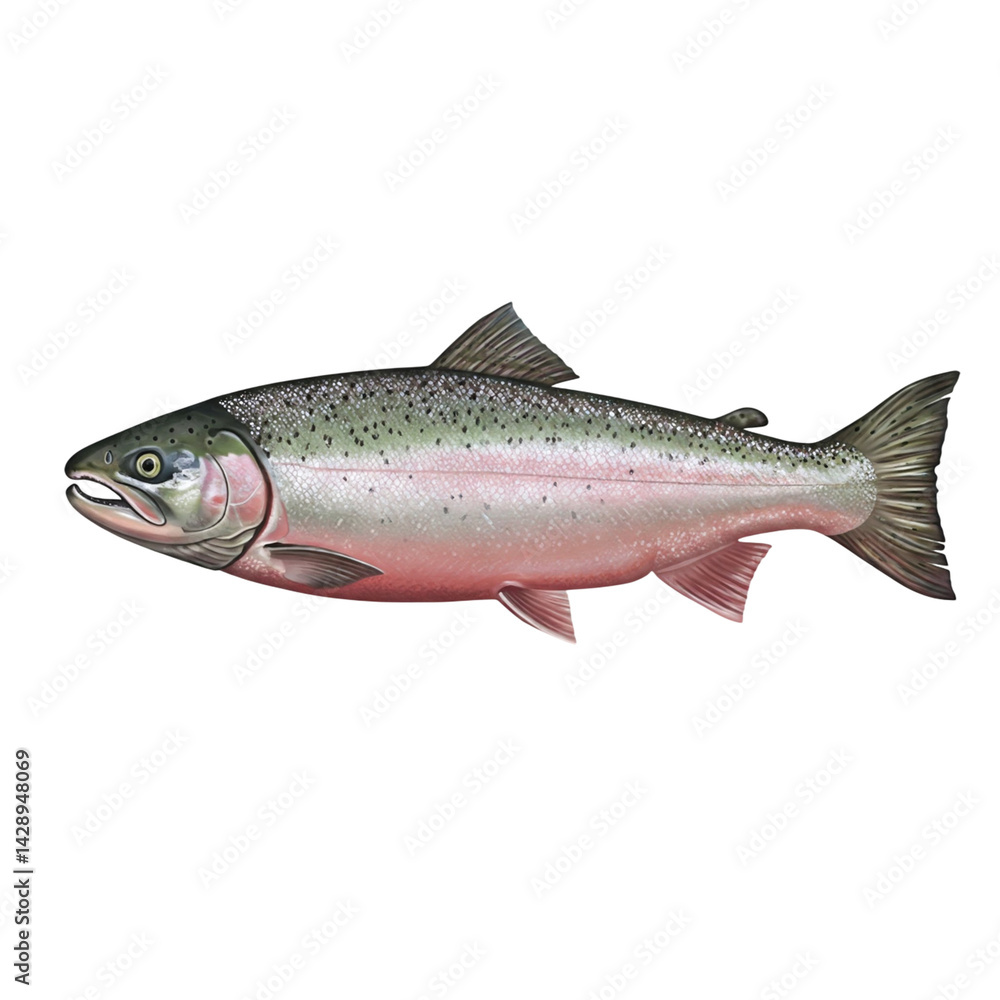 Obraz premium Realistic Salmon Fish Full Body