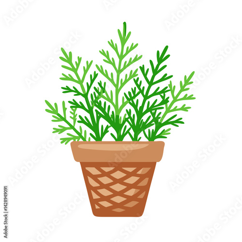 Cute cartoon plant in pot on black background