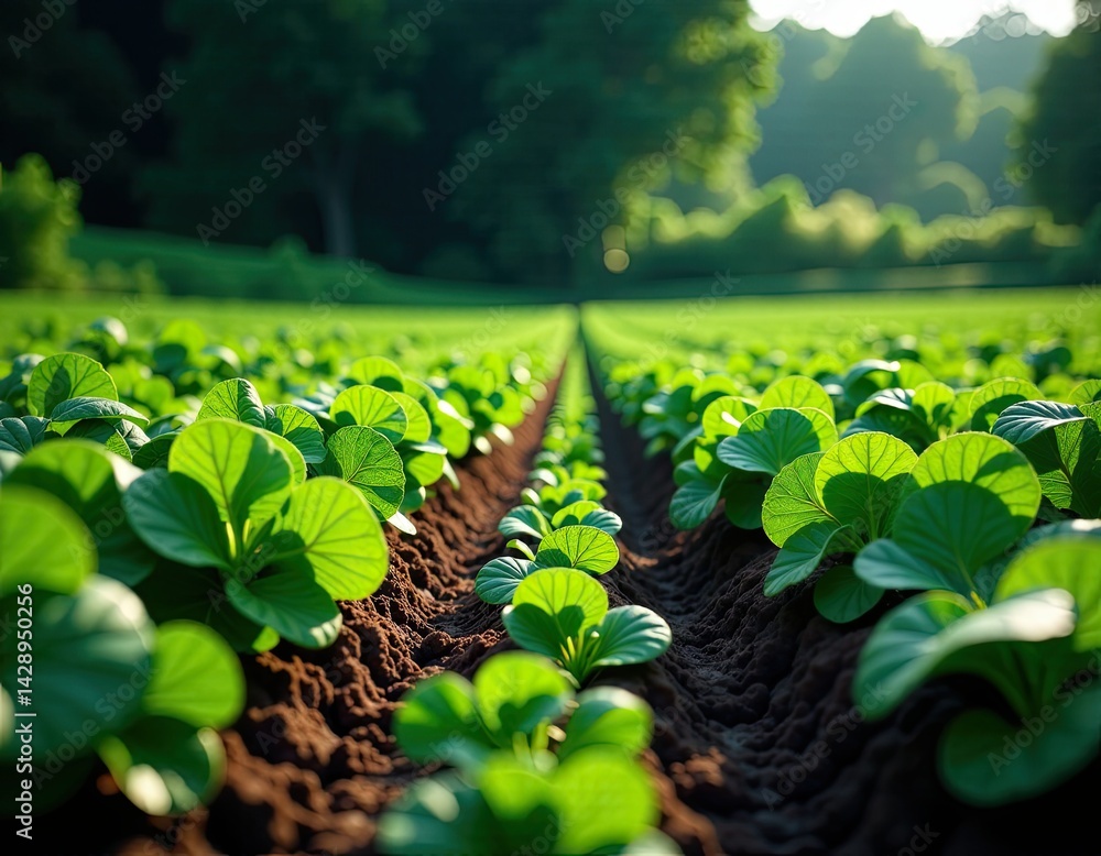 Lush Green Crop Field Agriculture