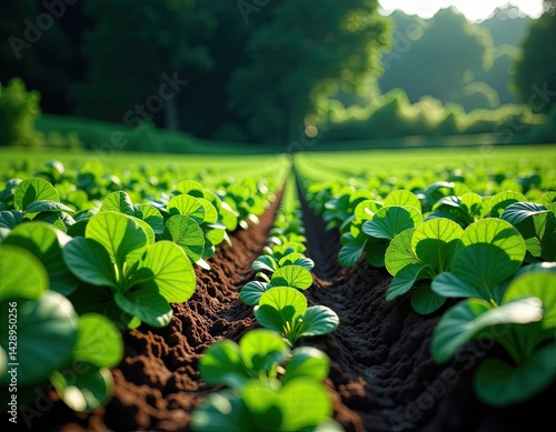 Obraz na płótnie Lush Green Crop Field Agriculture w salonie