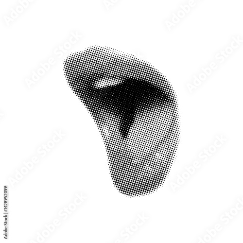 Singing female mouth in retro halftone style