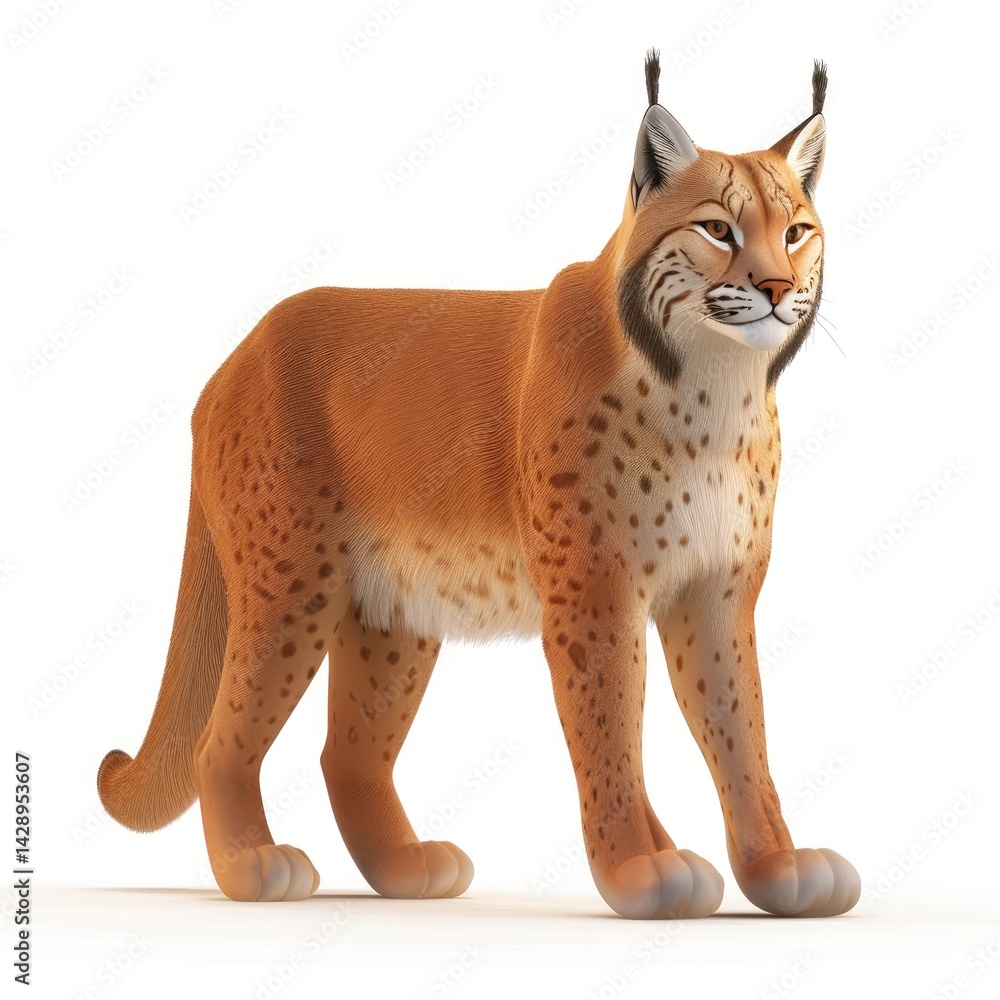 Obraz premium Detailed illustration of a Eurasian lynx.