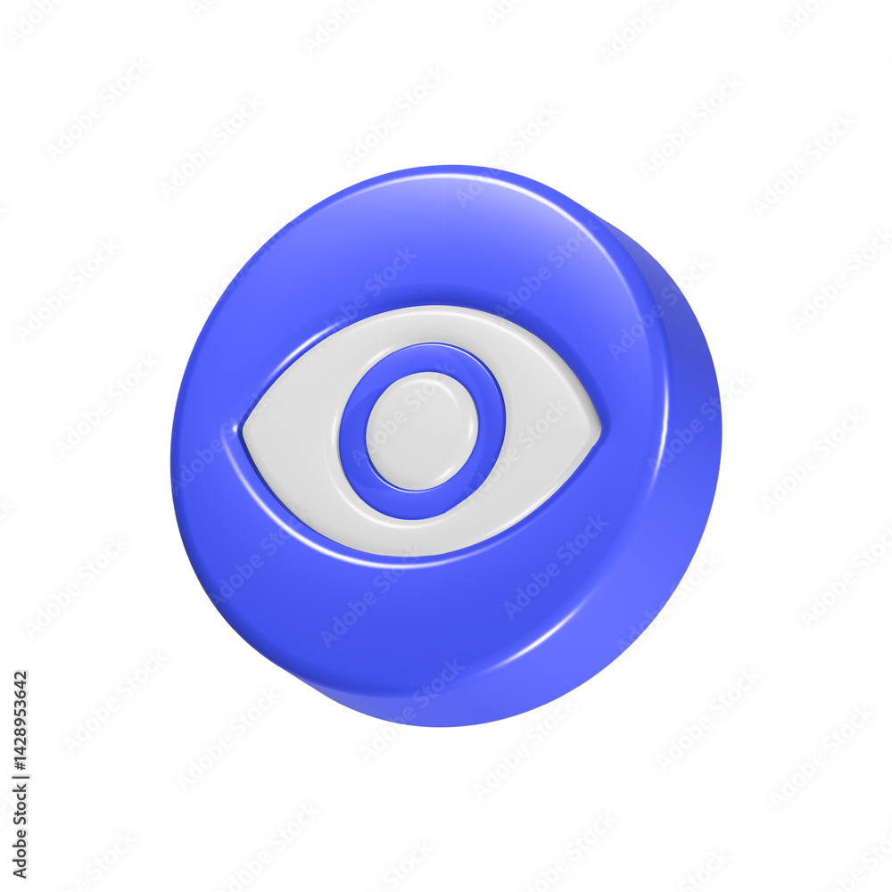 eye view icon 3d rendering realistic button eye view icon 3d rendering realistic button