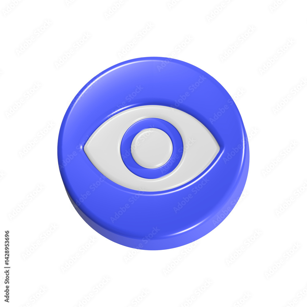 eye view icon 3d rendering realistic button eye view icon 3d rendering realistic button