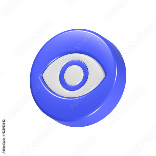 eye view icon 3d rendering realistic button