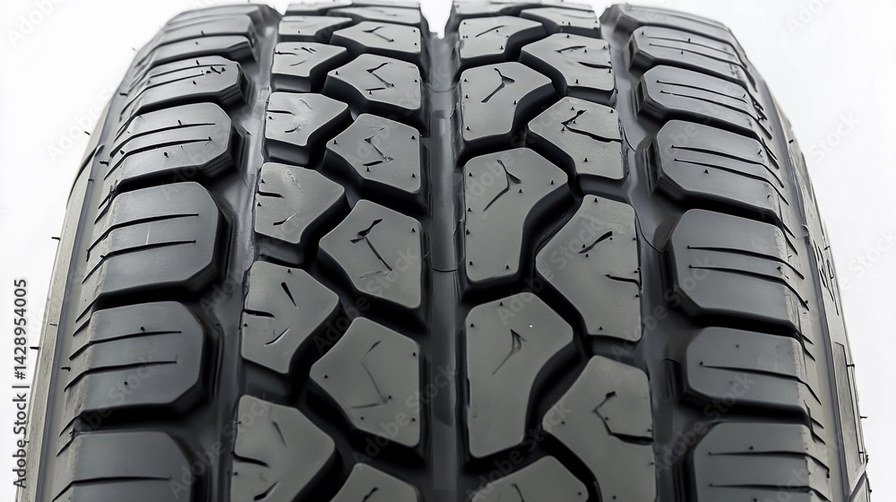 Detailed tread pattern on a durable vehicle tire for enhanced traction Generative AI