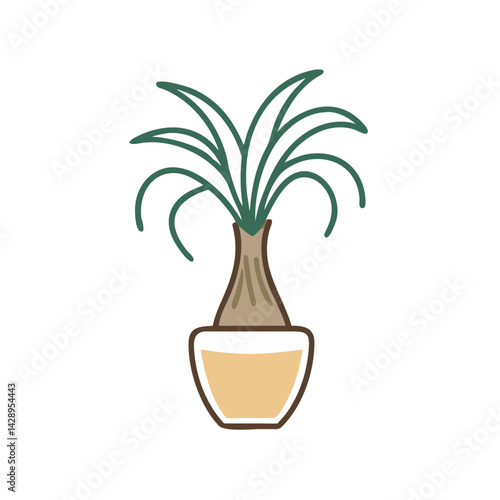Stylized Ponytail Palm Plant in a Neutral Pot
