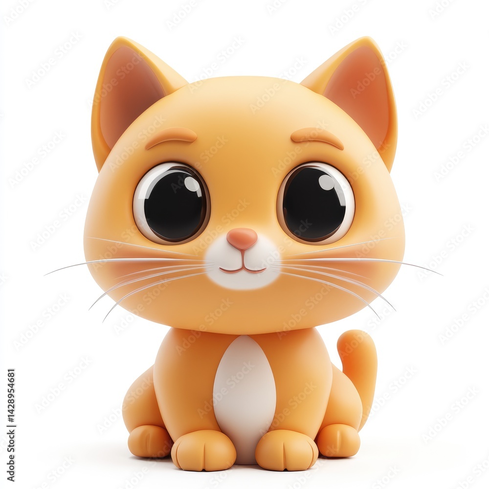Fototapeta premium Cute cartoon ginger cat figurine.