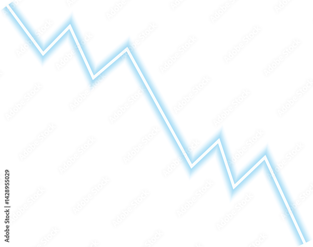 Neon line chart with jagged pattern representing erratic data movement across a fluctuating financial path. Neon line chart with jagged pattern representing erratic data movement across a fluctuating financial path.