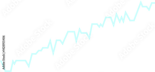 Business-related line graph in neon design with arrow motion reflecting directional data trends.