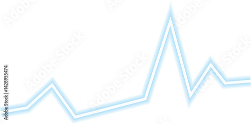 Jagged neon chart line structured with basic data points indicating fluctuating statistics.
