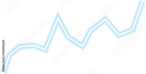 Graph with sharp upward movement in neon light representing a rise in financial statistics.