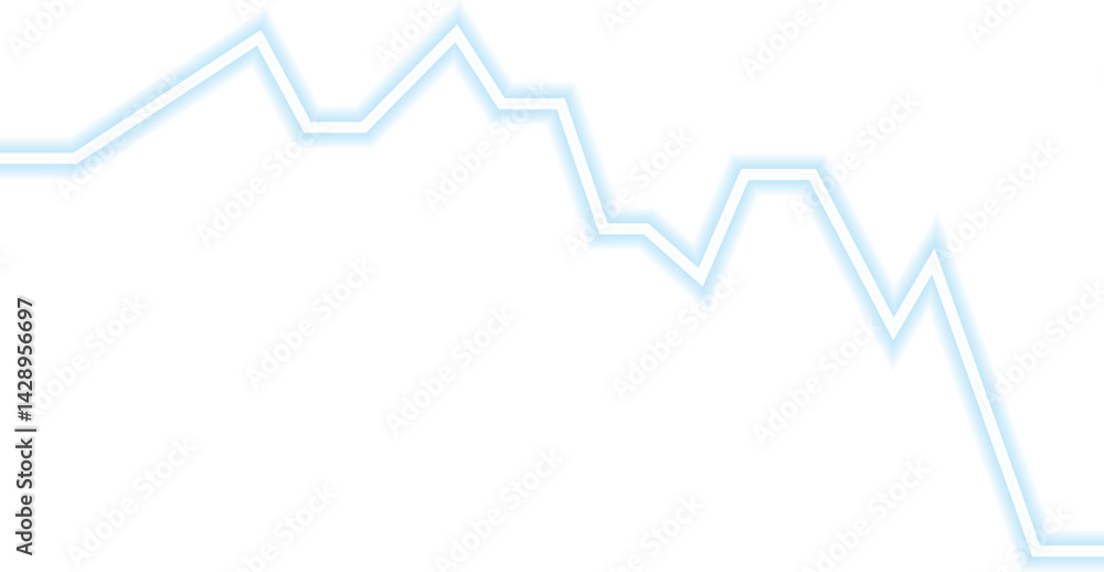 Obraz premium Neon line chart falling in a smooth infographic format to represent financial descent.
