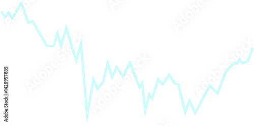 Line graph representing stock market data with a curving path, reflecting stock price trends.