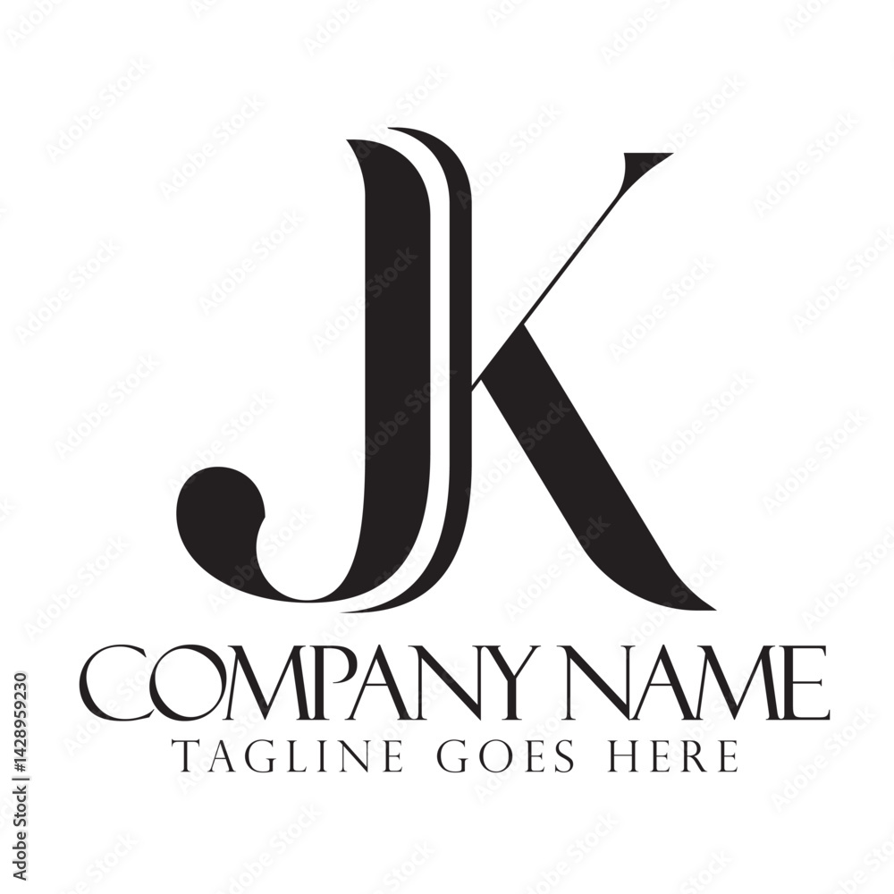 Initial JK or KJ creative, modern, and elegant vector logo design templates for a luxury business