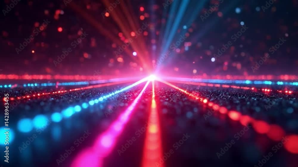 Abstract digital landscape with glowing particles and data streams animation Abstract digital landscape with glowing particles and data streams animation