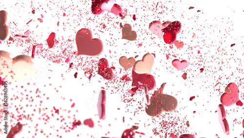 Falling red and pink hearts...