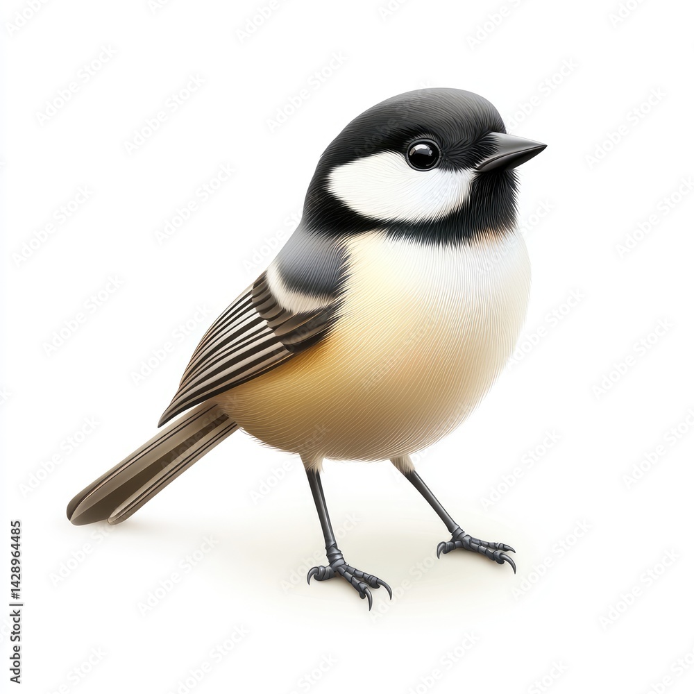 Obraz premium Digital illustration of a Eurasian titmouse.