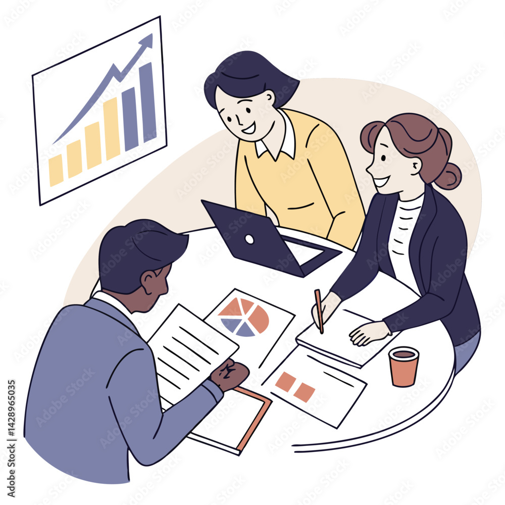 meeting--documents-and-business-people-in-office vactor image on white background meeting--documents-and-business-people-in-office vactor image on white background