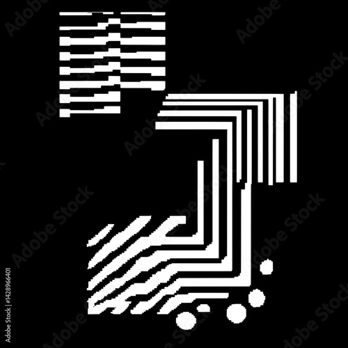 Striking interplay of white stripes on black background evokes a sense of modern abstract artistry and dynamic movement