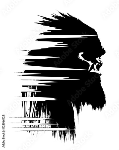 Mysterious creature silhouette captures the essence of legend and folklore, symbolizing untamed wilderness and the unknown depths of nature