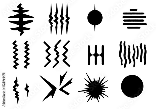 Unique black and white abstract shapes create a dynamic visual arrangement for artistic inspiration and creativity