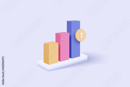 Leadership for successful new idea. Excellent business graph on background. under creative solution concept in 3D vector render on white background. 3d goal for business, bank, finance, investment