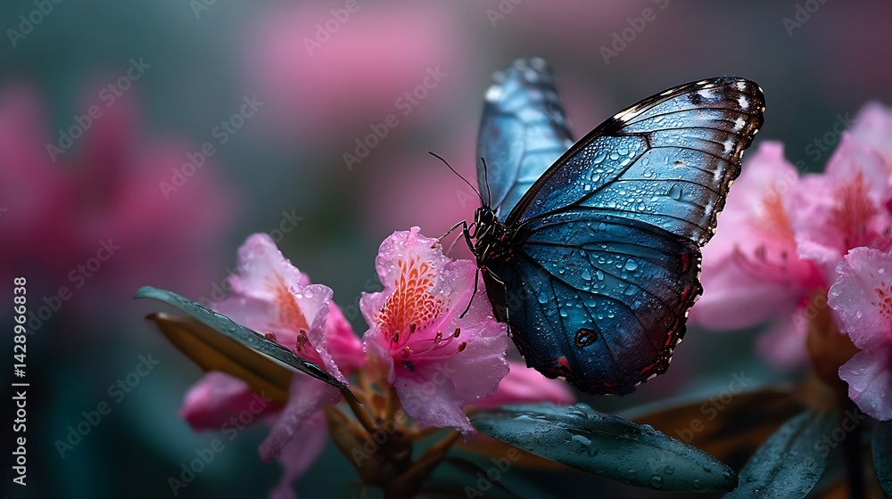 Obraz premium Majestic Butterfly on Pink Flowers