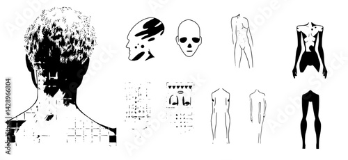 Exploring abstract representations of human forms and identities in a monochromatic style