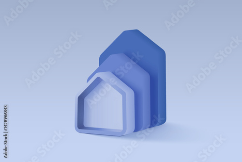 3D vector real estate for personal loan on background. money saving to loan house, property concept of financial, money investment. Real estate financial concept 3d vector render blue background
