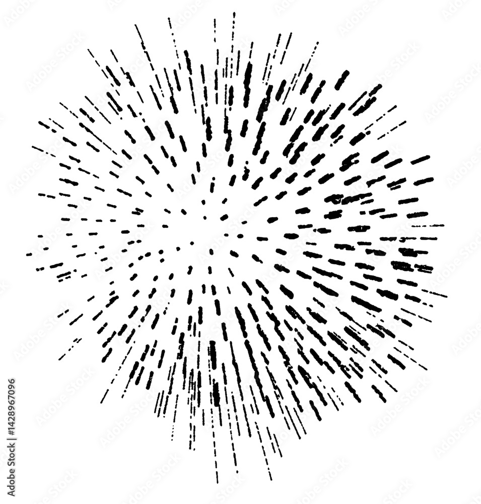 Radiating energy creates an abstract explosion of lines expressing motion and vitality in a captivating monochrome design Radiating energy creates an abstract explosion of lines expressing motion and vitality in a captivating monochrome design