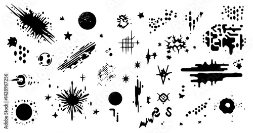 Cosmic patterns and designs showcasing celestial elements with stars, planets, and abstract shapes