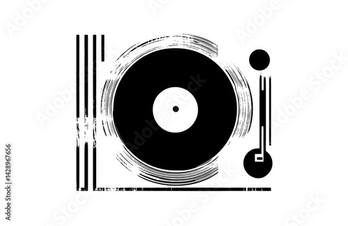Melodic grooves spinning on a vintage turntable at an outdoor music festival under the warm sun in summer