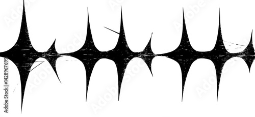 Intricate black and white art piece showcases sharp angular spikes at a contemporary gallery during an evening event