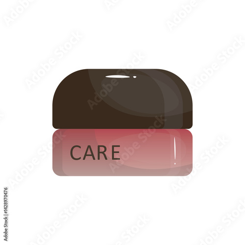 Face cream in glass round jar in flat design. Moisturizer beauty product. Vector illustration isolated.